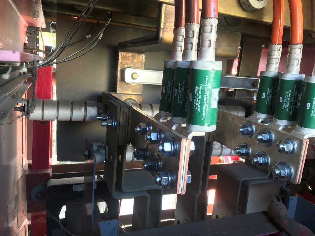 Photo 1. Tap conductors of Phase A bus tap