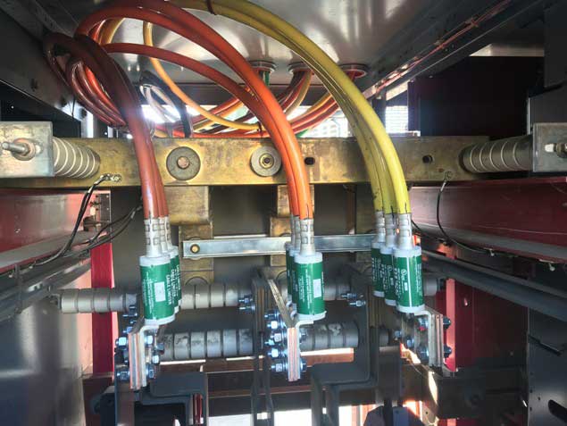 Photo 4. General view of arrangements/connections of tap conductors for A, B, and C phases