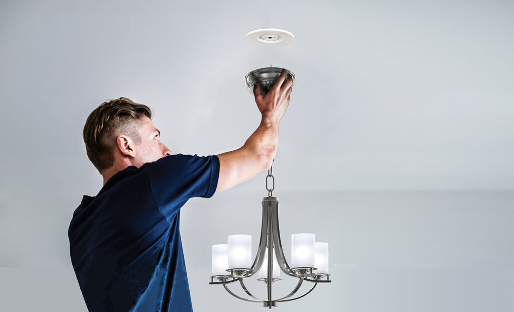 Figure 6. Hanging Chandelier with WSCR and Attachment Fitting (plug and play). Courtesy of Sky Technologies.