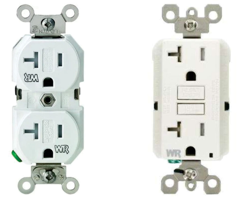 Figure 3a. Two receptacle types with the WR marking designating they are rated weather resistant.