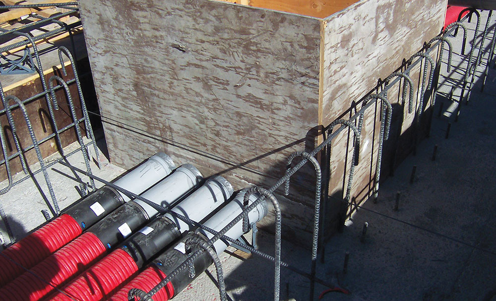 Photo 4. Primary conduit installation ready for concrete encasement.