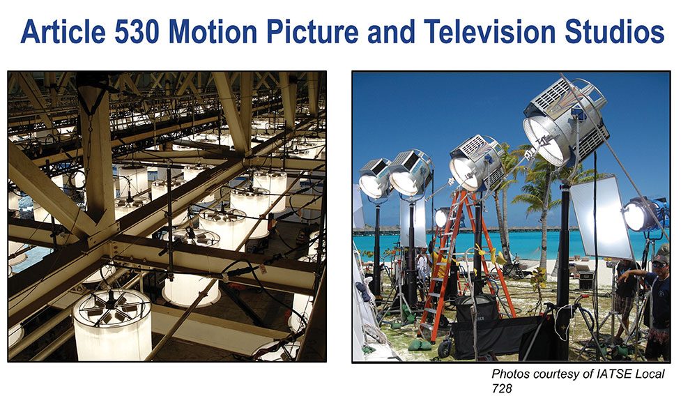 Figure 4. Article 530 now has additional requirements for non-location settings. Courtesy of IATSE Local 728