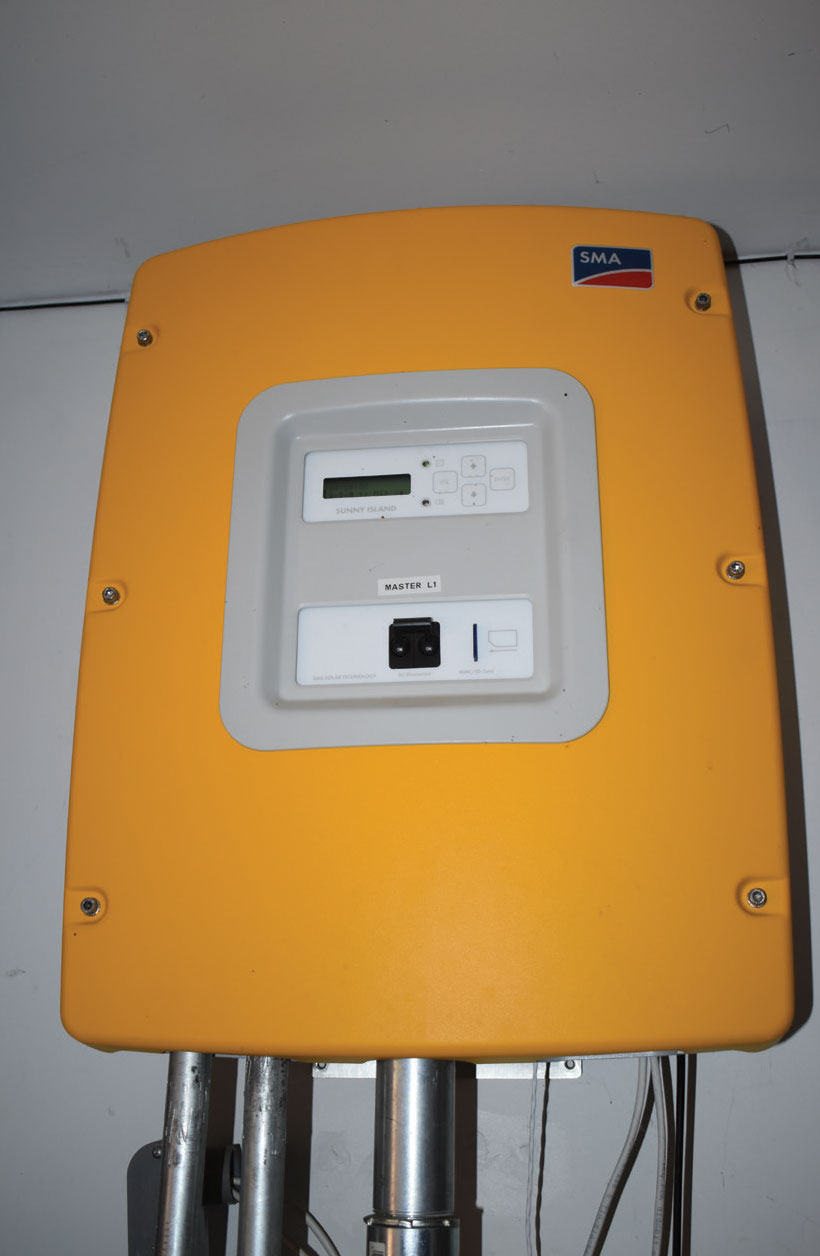 Photo 5. Sunny Island multimode inverter by SMA America. Rated at 4kW AC output at 120 V from a 48 V battery bank. Can be slaved in sets of two for a 120/240 V AC output. Courtesy of John Wiles