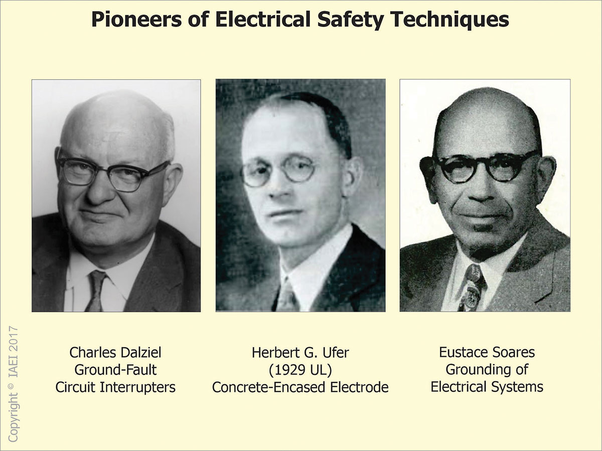 Photo 2. Professor Dalziel is pictured with other electrical safety pioneers who have enhanced electrical safety with their work.