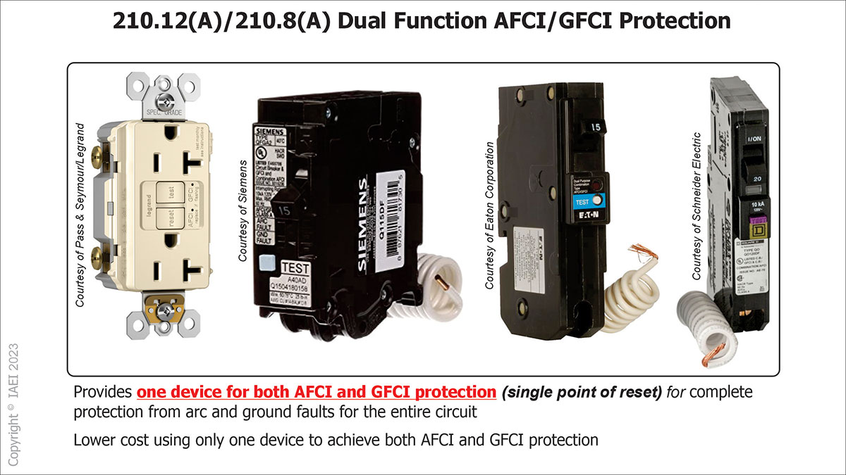 Photo 5. This illustration shows receptacles and circuit breakers that provide GFCI protection.
