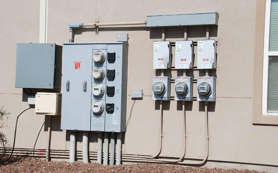 Photo 5. Hmm ... What is the available short-circuit current from this large apartment service at these PV AC disconnects?